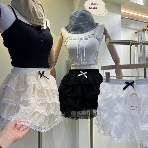 Ladies Lacey Layered Mini Skirts